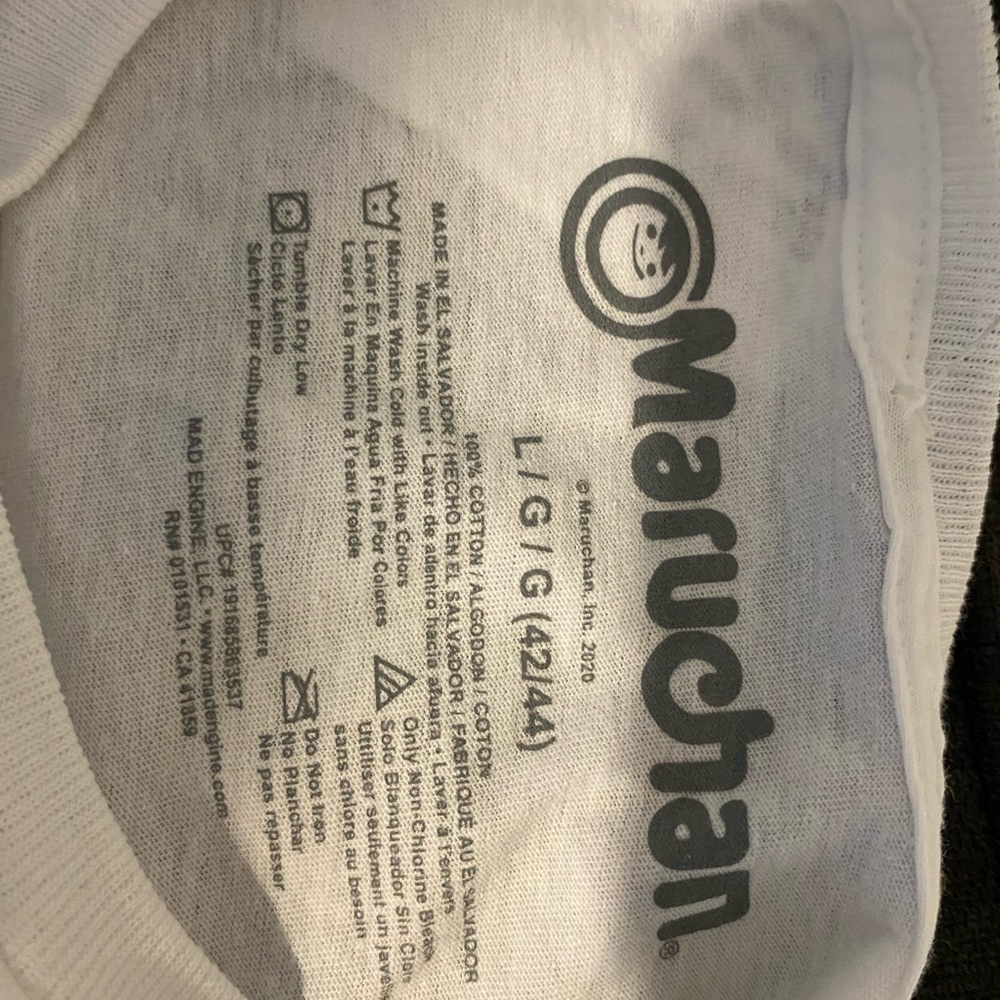 White Short Sleeve Men’s Youth Tshirt w Maurchan Instant Lunch Logo - Picture 2 of 3